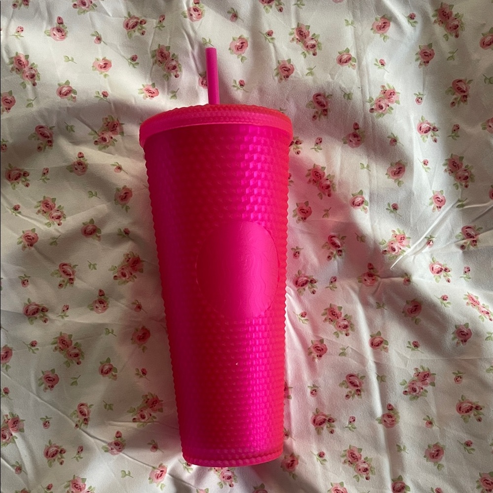 Neon Pink Studded Matte Starbucks Tumbler